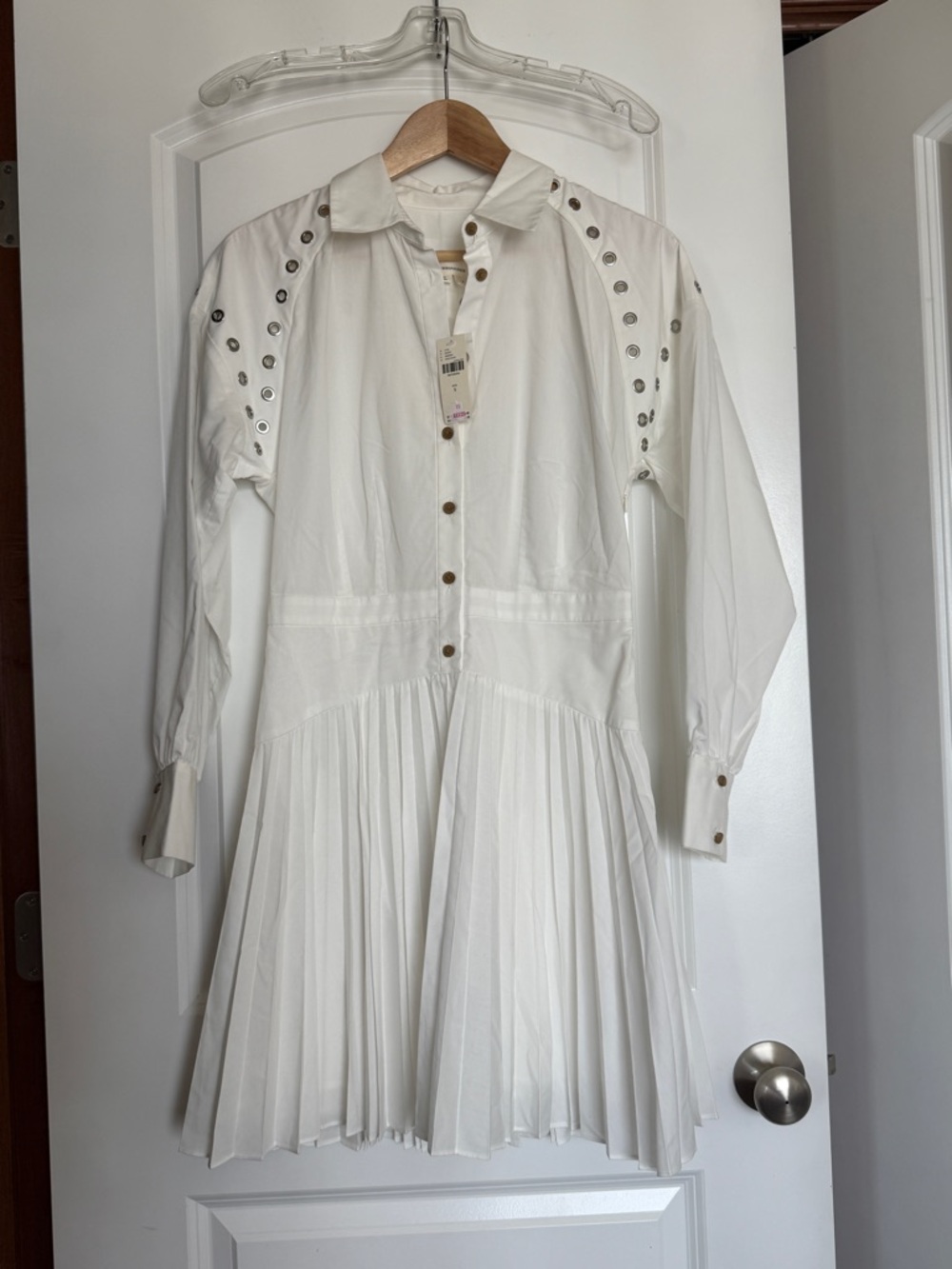 By Anthropologie Long-Sleeve Pleated Mini Shirt Dress - Picture 5 of 8